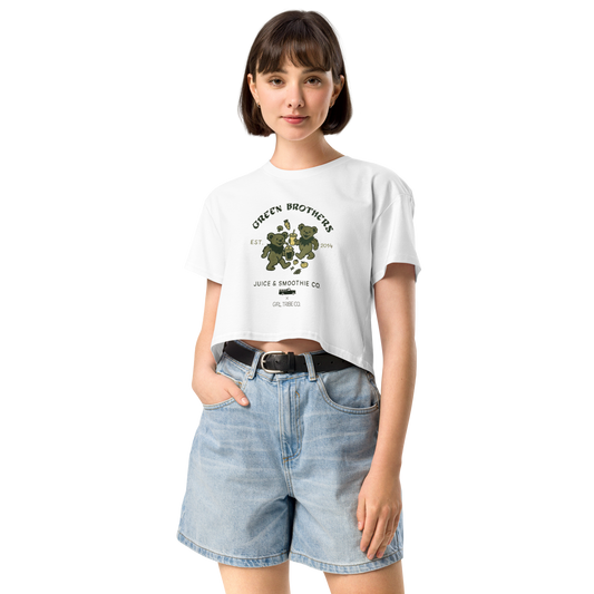 Green Brothers Retro Crop Tee (White)