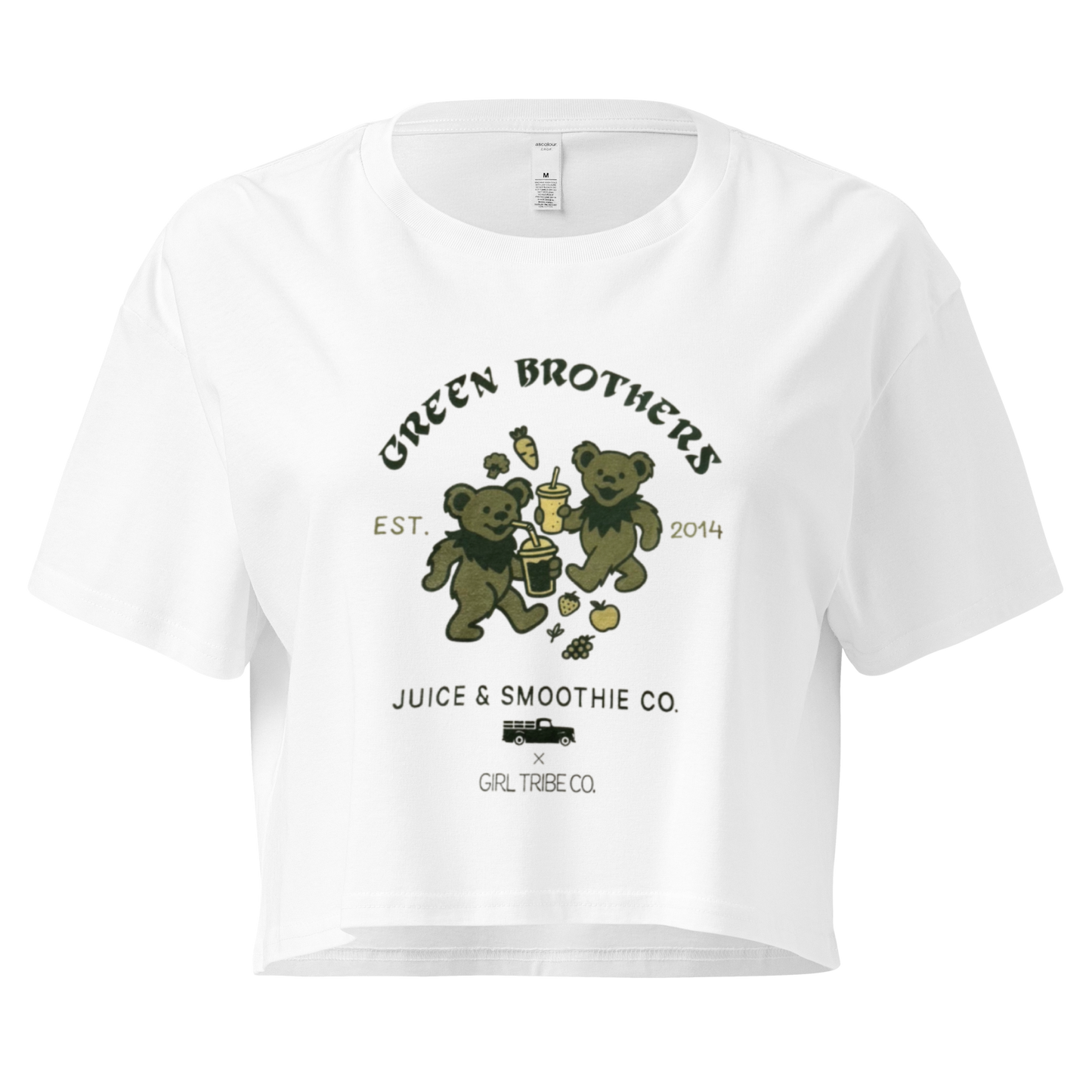 Green Brothers Retro Crop Tee (White)