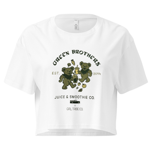 Green Brothers Retro Crop Tee (White)